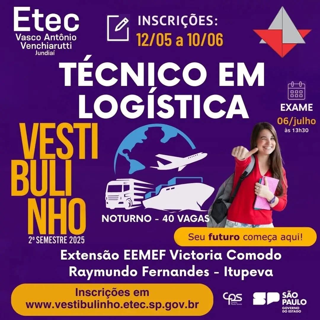 Inscrições para o Vestibulinho da ETEC em Itupeva vão até o dia 10